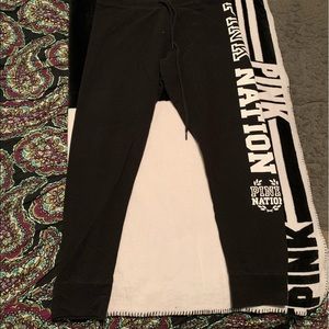 Pink Victoria Secret black sweat pants